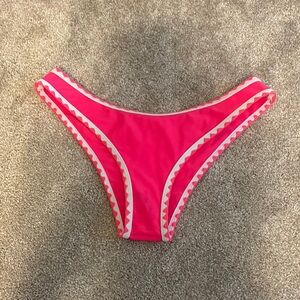 Pink Bikini Bottom with Geometric Trim